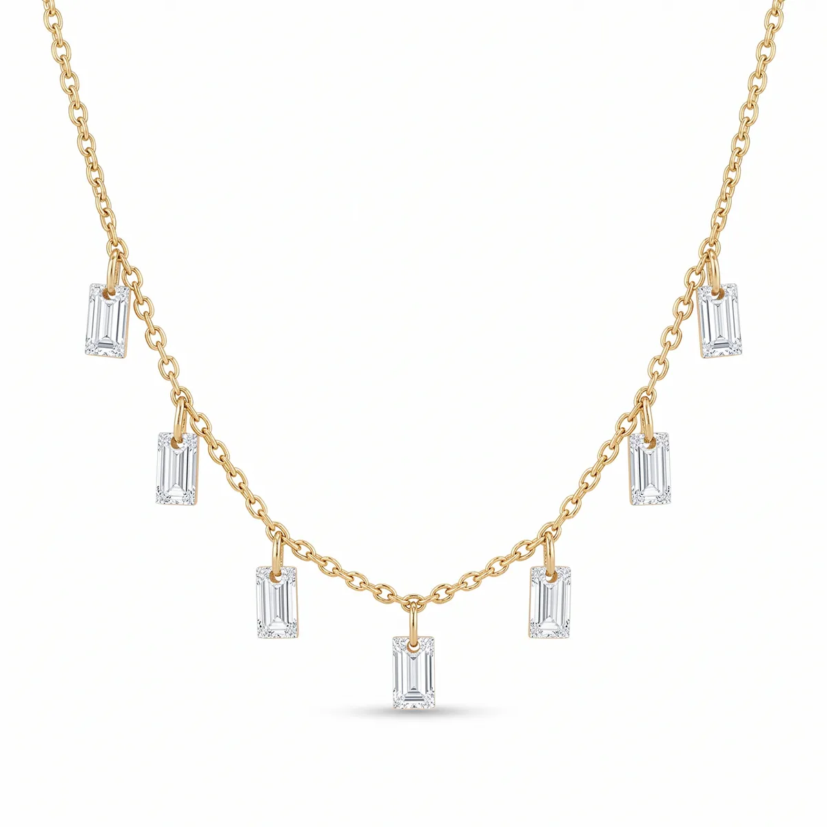Baguette Drill Diamond Fashion Necklace 